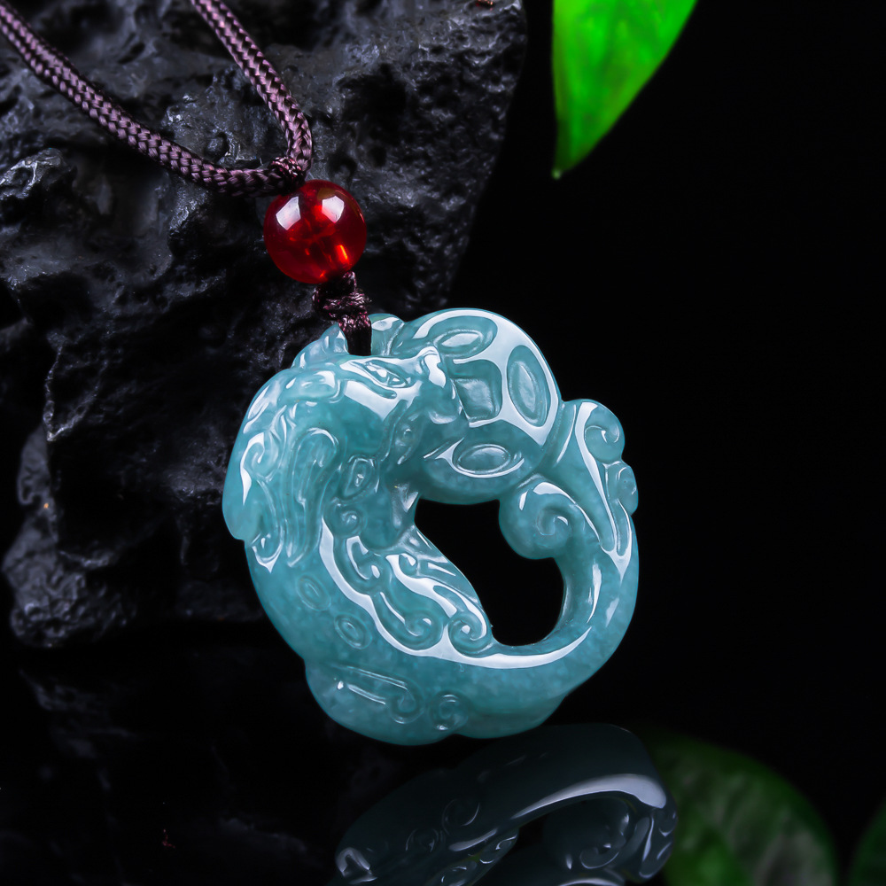 Necklaces - Burmese Jadeite Pixiu Pendant Real Jade