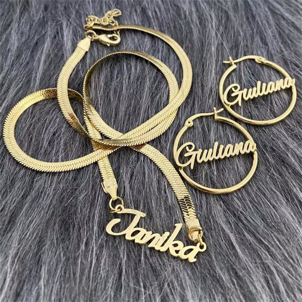 Custom Name Necklace Stainless Steel - LeeChee 5mm Snake Chain Custom Name