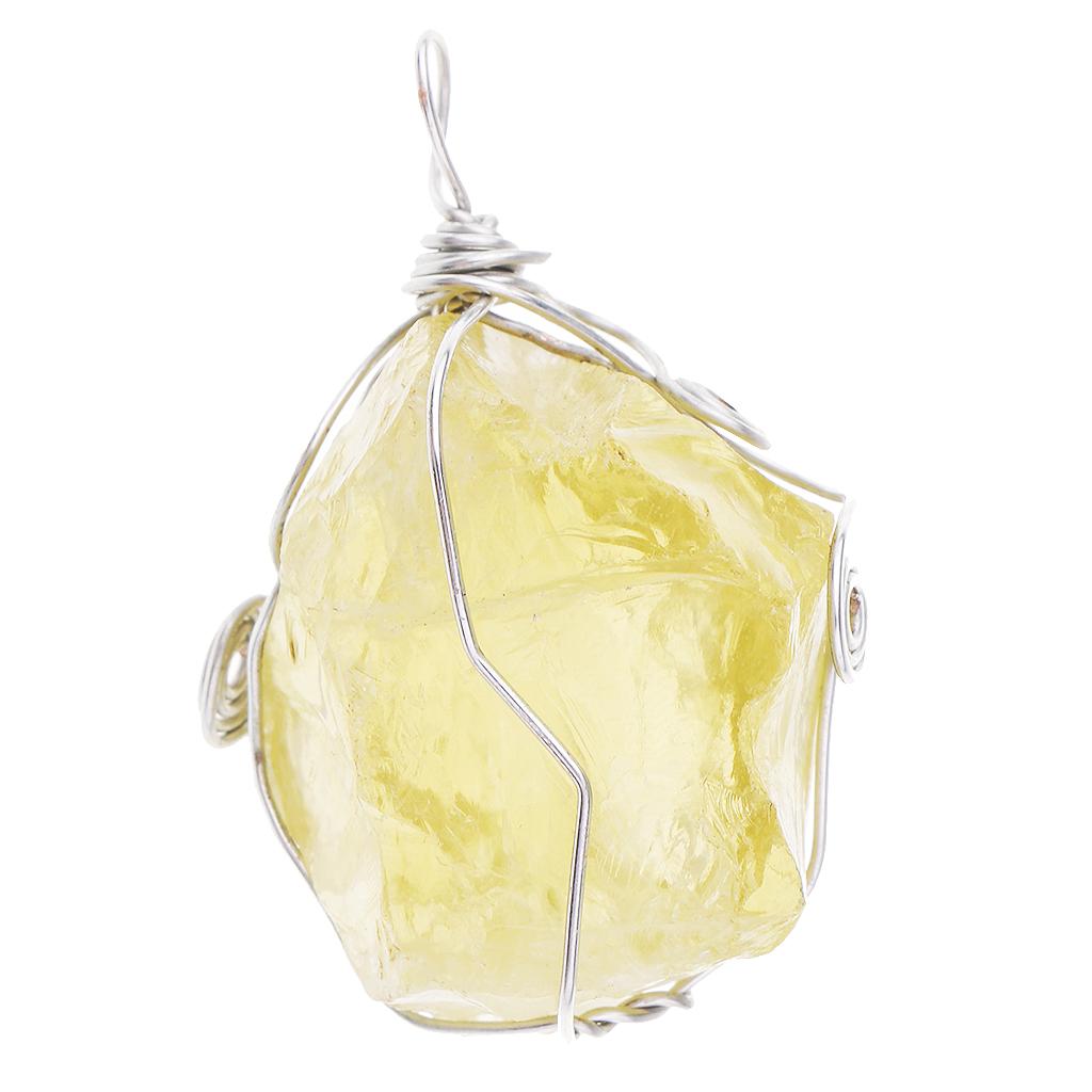 Crystal Pendant Necklace Natural Stone - Citrine Pendant Natural Yellow Crystal Necklace