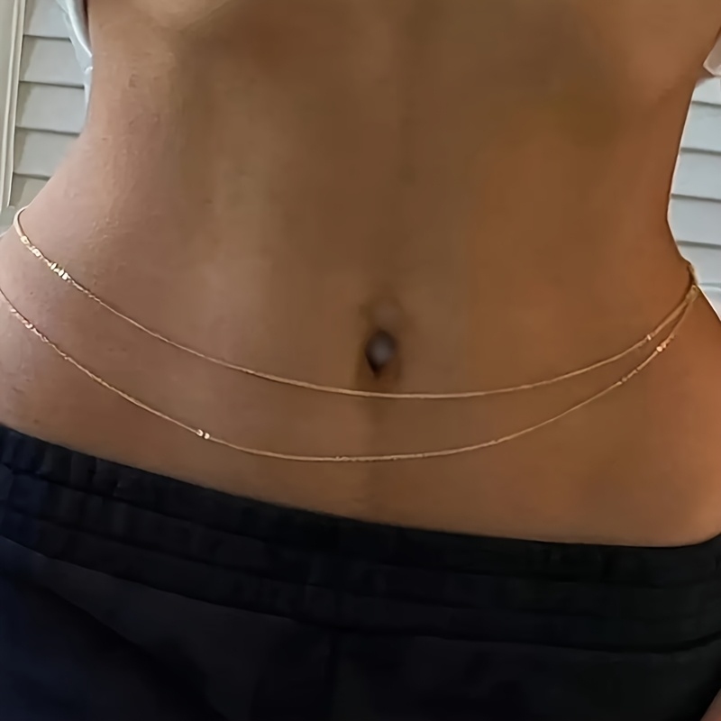 Body Jewelry - 1Double-Layer Gold Metal Waist Chain Belt