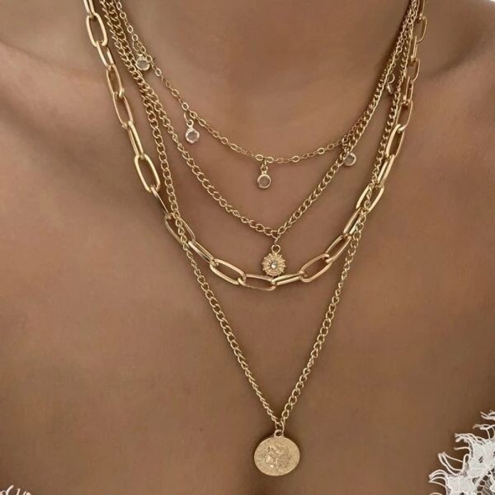 Bohemian Style Portrait Pendan - Layered Pendant Necklace Aesthetic review and price