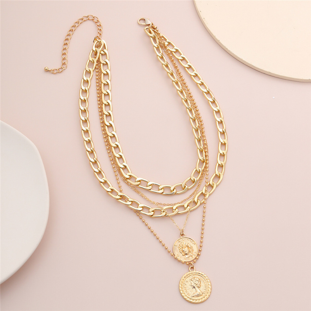 Bohemian Style Portrait Pendan - Layered Pendant Necklace Aesthetic review and price