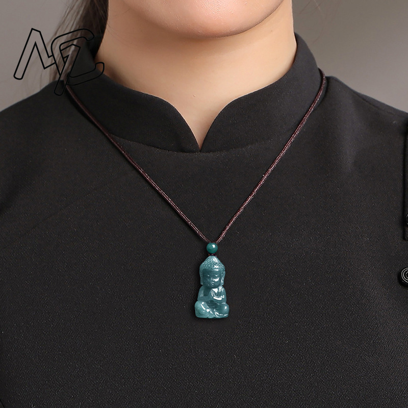 Natural Real Emerald Jade Blue - Necklaces review and price