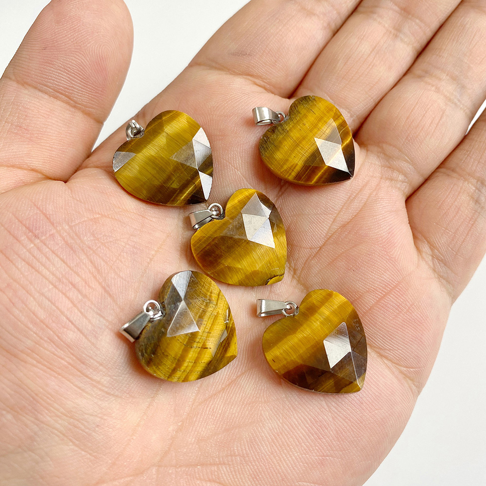 1PC 20mm Faceted Heart Pendant - Crystal Pendant Necklace Natural Stone review and price