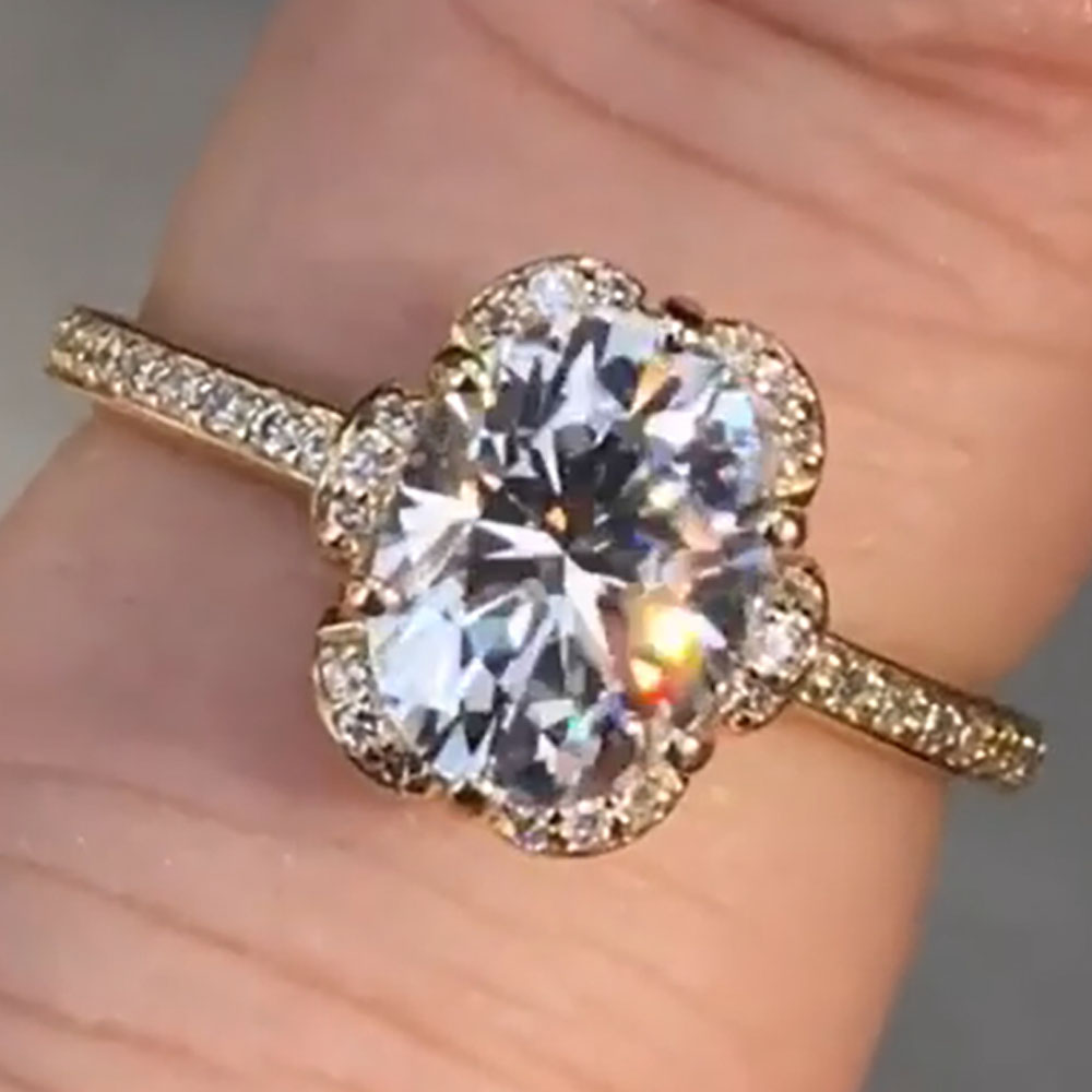 Custom Solid 14K Yellow Gold W - Moissanite Engagement Ring 1 Carat review and price
