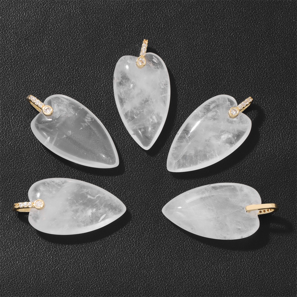 2Pcs Natural Stone Heart Penda - Crystal Pendant Necklace Natural Stone review and price