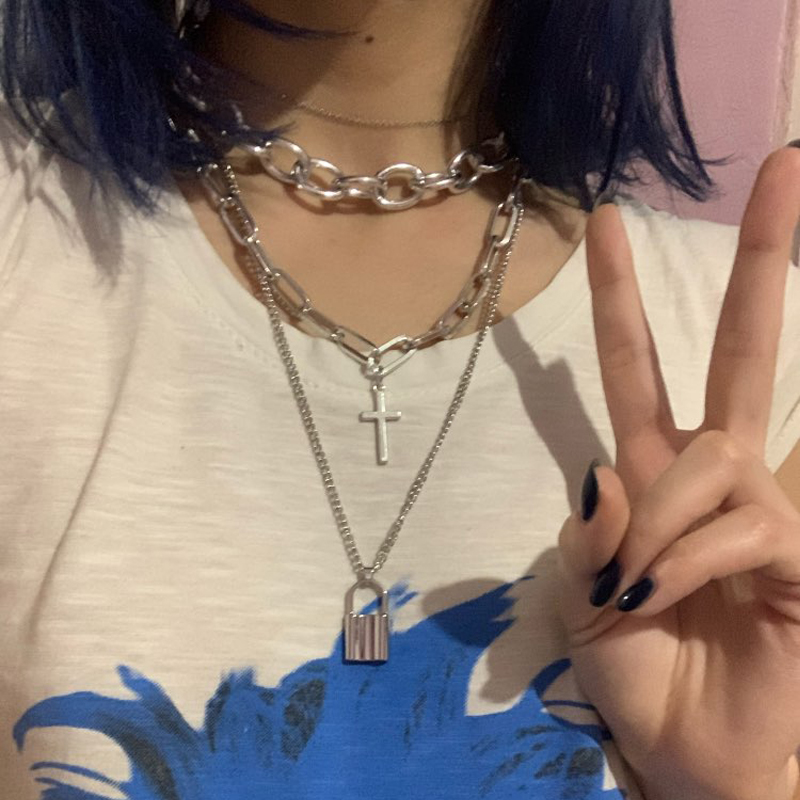 FNQUFUJ Layered grunge aesthet - Layered Pendant Necklace Aesthetic review and price