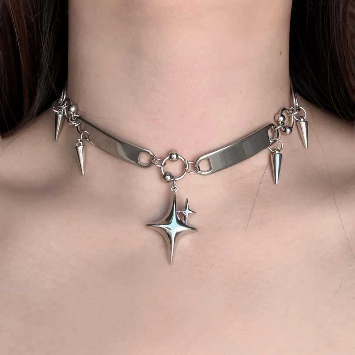 Punk Star Riveted Choker,Rock  - Goth Punk Spike Choker review and price
