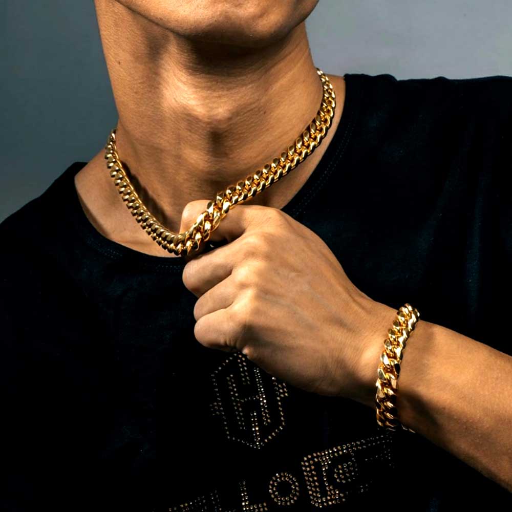 Gold Plated Mens Heavy Miami C - Cuban Link Chain 12Mm review and price