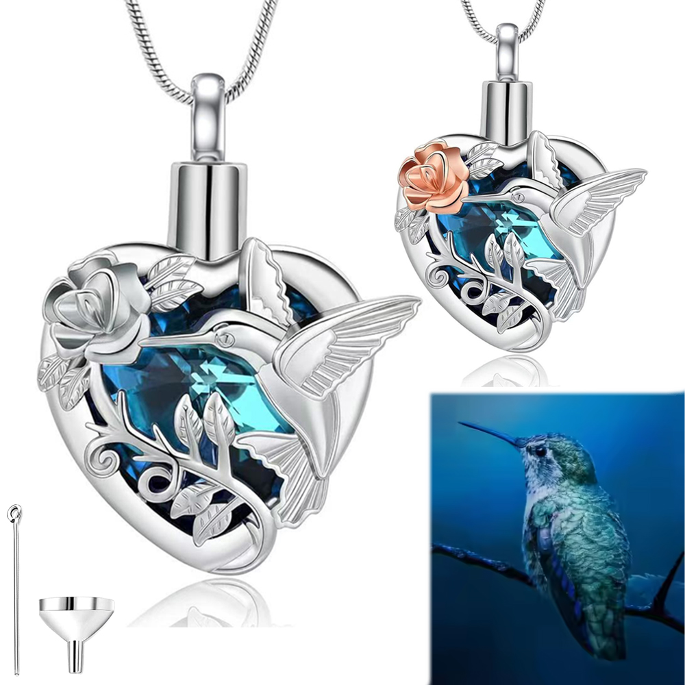 Hummingbird Heart Urn Locket N - Heart Locket Necklace Photo review and price