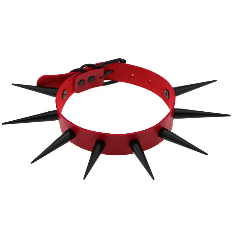 Red Long Spike Choker Punk Col - Goth Punk Spike Choker review and price
