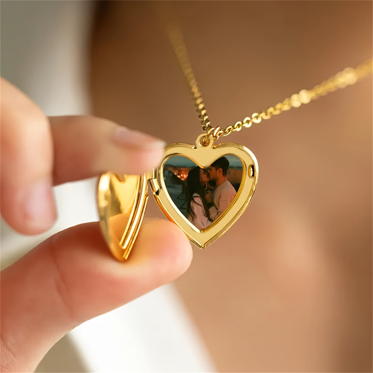Personalized 1/2 Picture Heart - Heart Locket Necklace Photo review and price