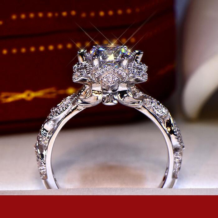 Hollow Flower Star S925 Sterli - Moissanite Engagement Ring 1 Carat review and price