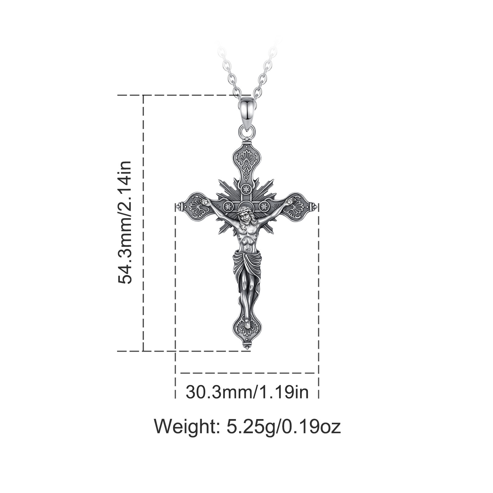 Eudora New Crucifix Cross Neck - 925 Sterling Silver Chain Necklace Men review and price