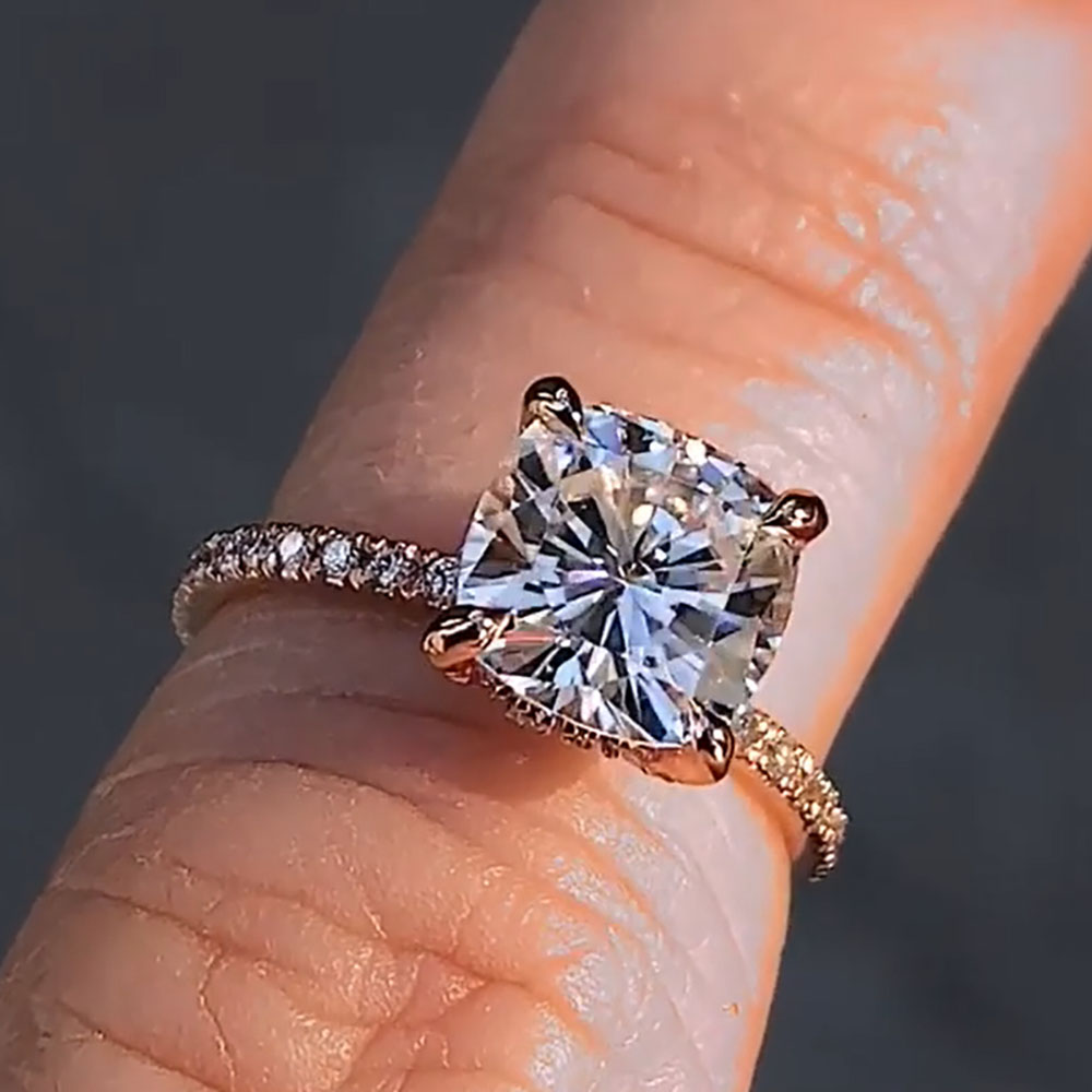 Custom Solid 14K Rose Gold Wom - Moissanite Engagement Ring 1 Carat review and price