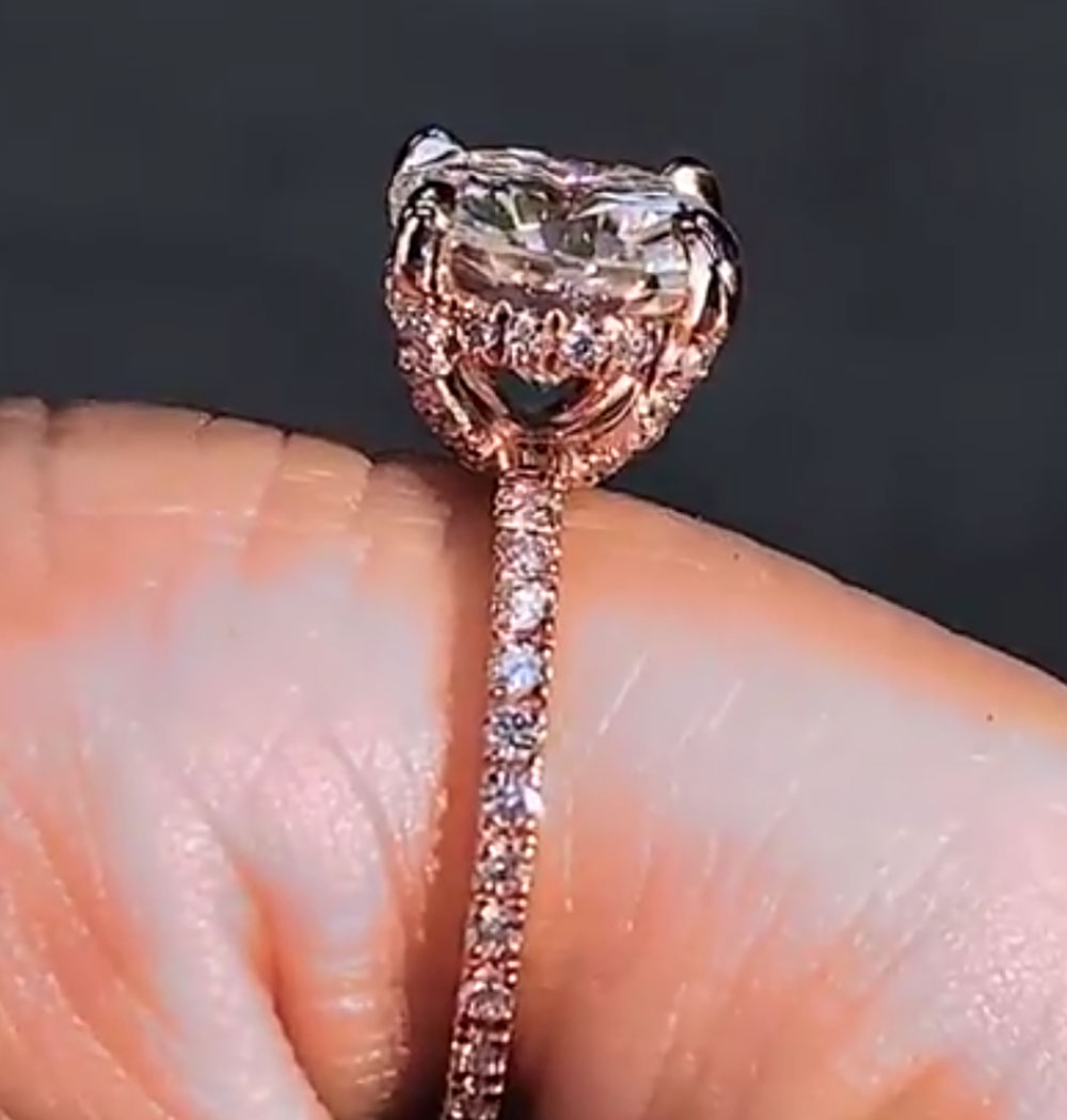 Custom Solid 14K Rose Gold Wom - Moissanite Engagement Ring 1 Carat review and price