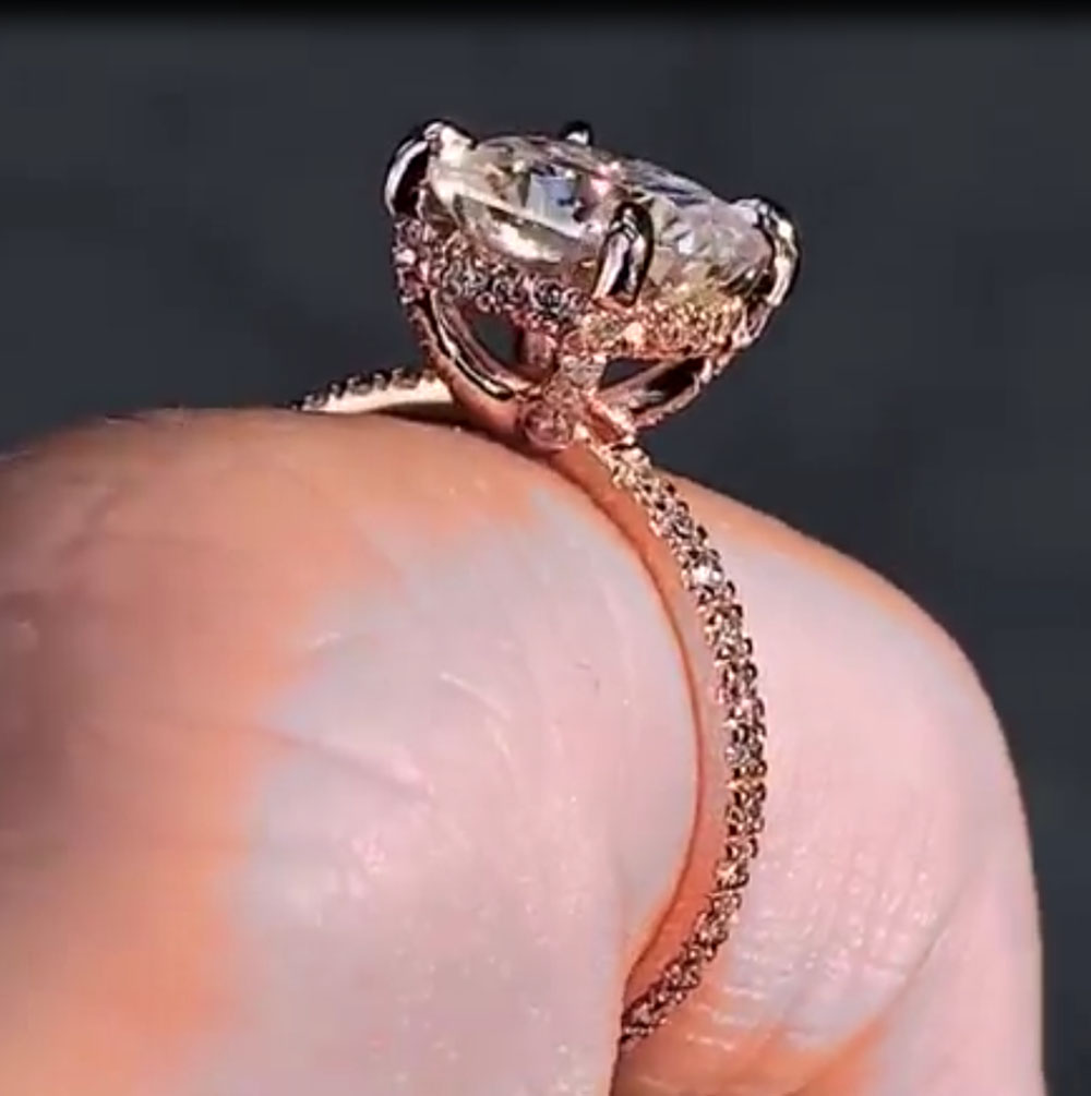 Custom Solid 14K Rose Gold Wom - Moissanite Engagement Ring 1 Carat review and price