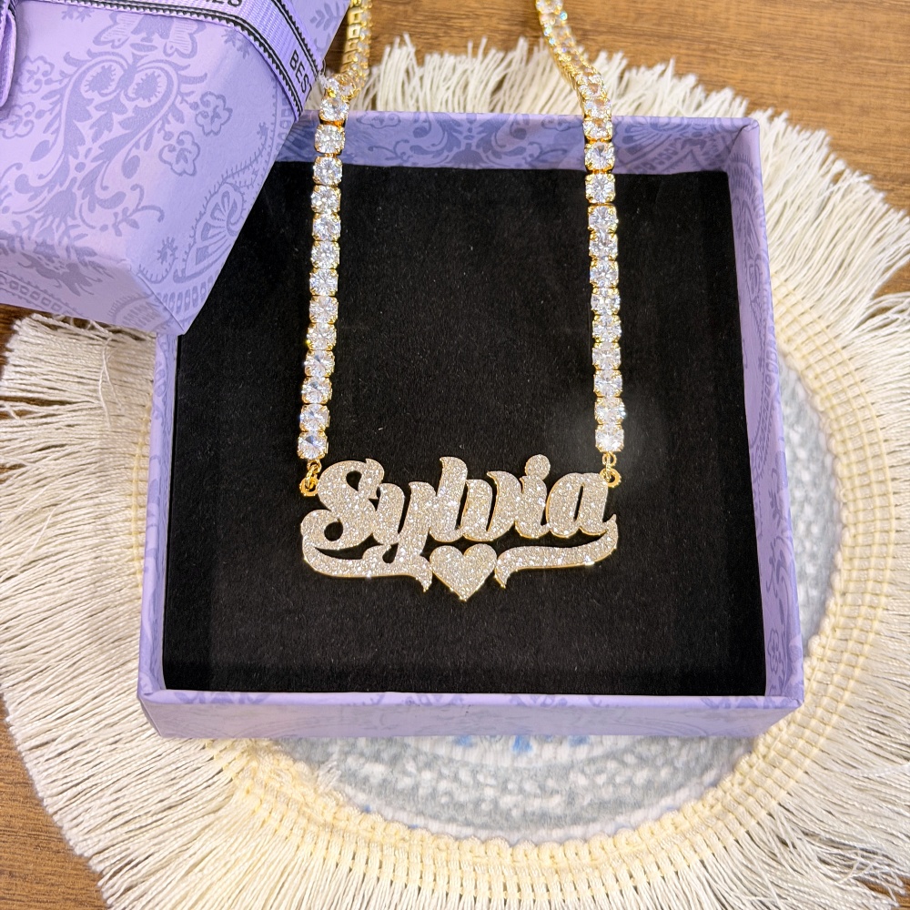 DUOYING Custom Bling Name Hoop - Custom Name Necklace Stainless Steel review and price