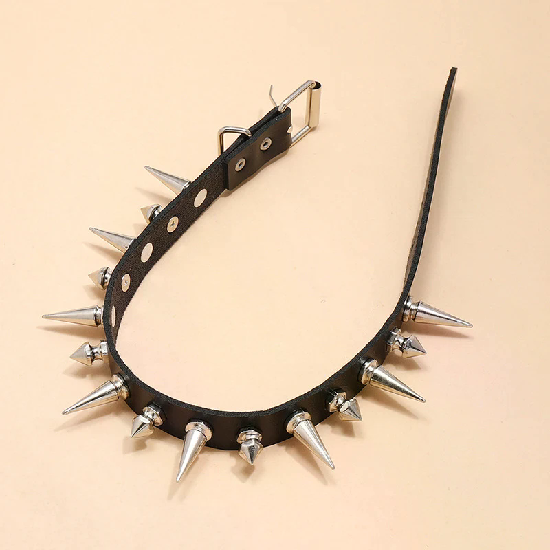 Long Spike Choker Punk Faux Le - Goth Punk Spike Choker review and price