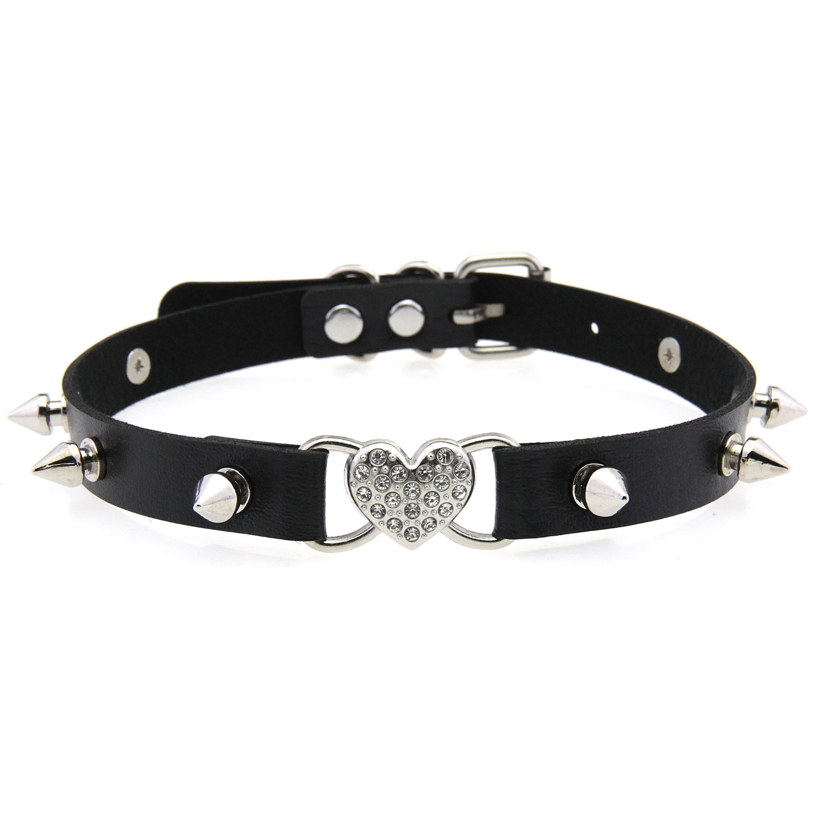 Goth Heart Collar Black Choker - Goth Punk Spike Choker review and price