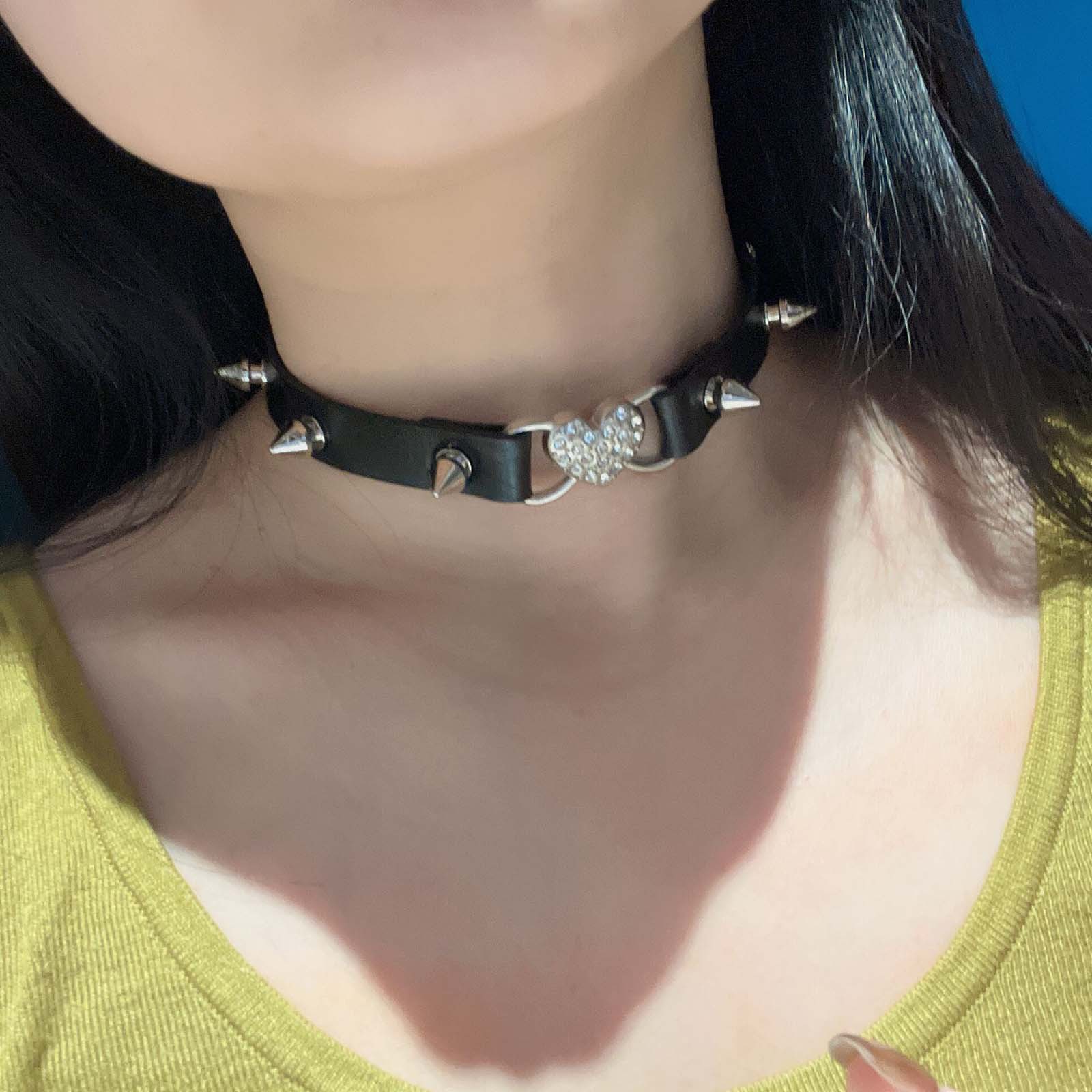 Goth Heart Collar Black Choker - Goth Punk Spike Choker review and price