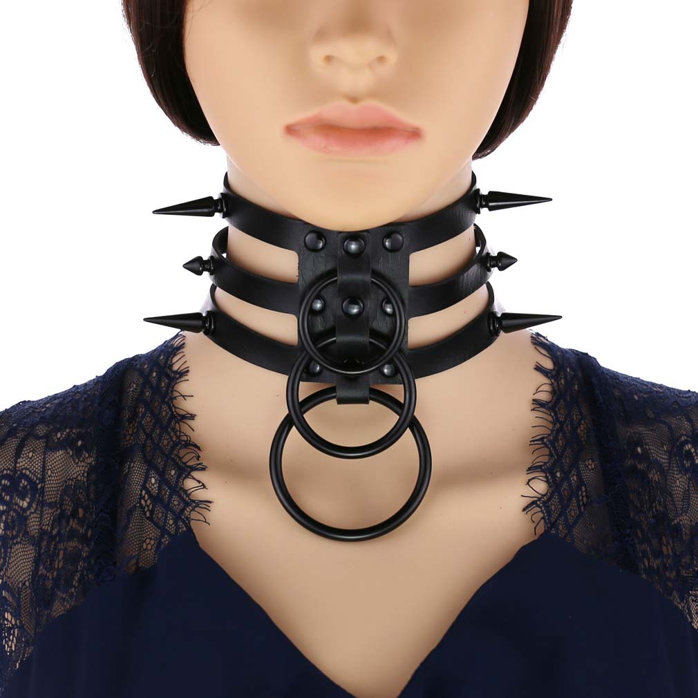 Fashion Women Men Black Rivet  - Goth Punk Spike Choker review and price