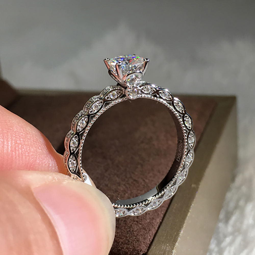 Custom Solid 18K Au750 White G - Moissanite Engagement Ring 1 Carat review and price