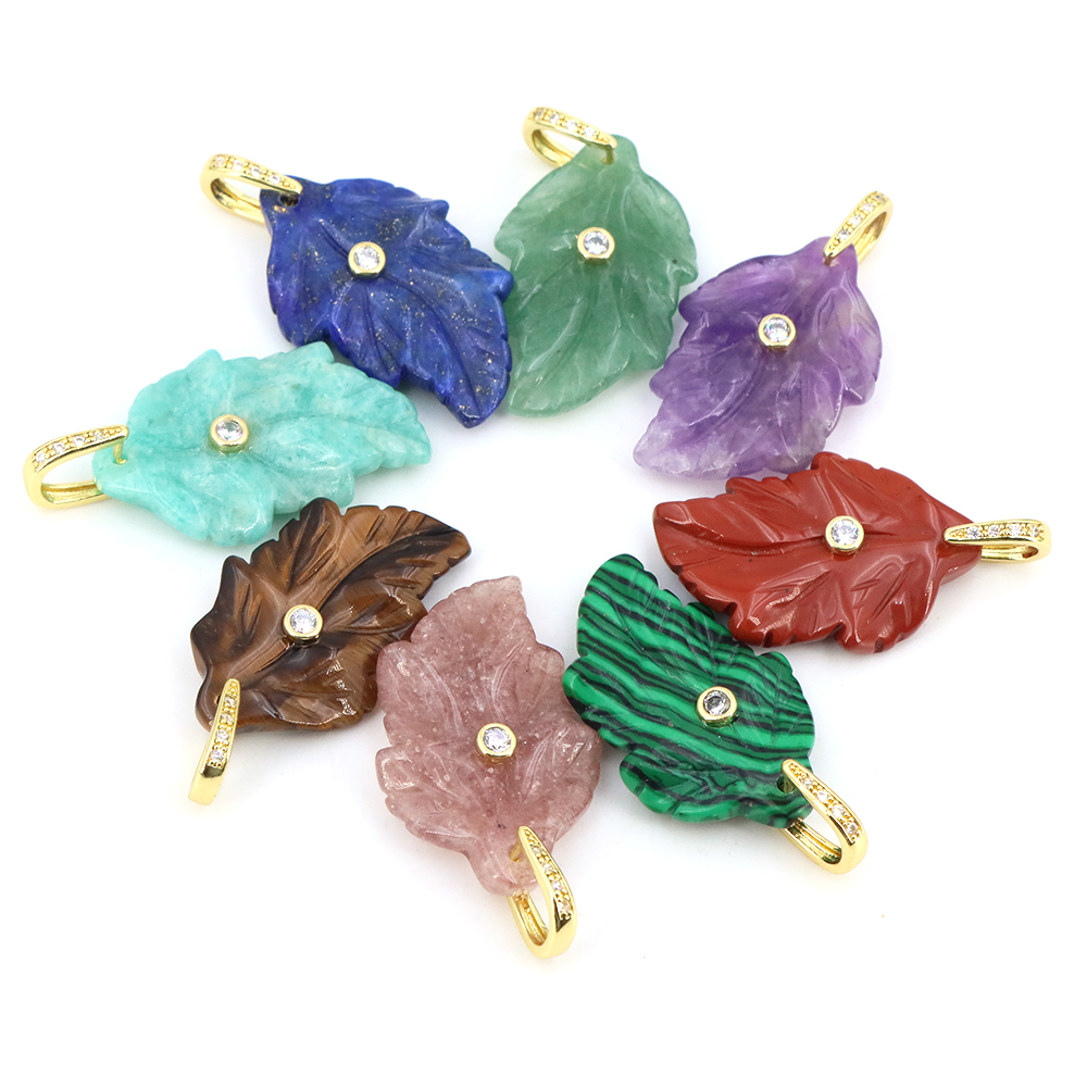 Natural Stone Leaf Pendant Hea - Crystal Pendant Necklace Natural Stone review and price