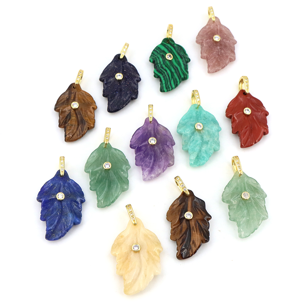 Natural Stone Leaf Pendant Hea - Crystal Pendant Necklace Natural Stone review and price