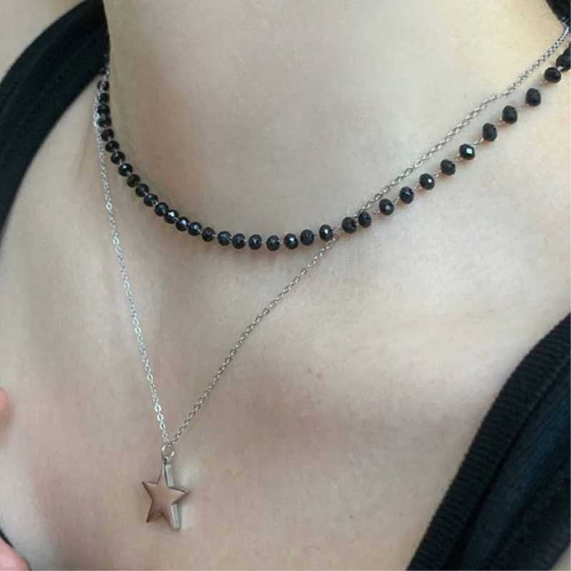 6Pcs Gothic Layered Necklace S - Layered Pendant Necklace Aesthetic review and price
