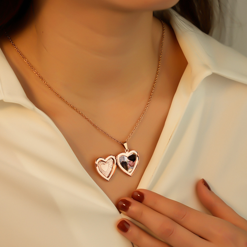 Personalized Locket Necklace C - Heart Locket Necklace Photo review and price