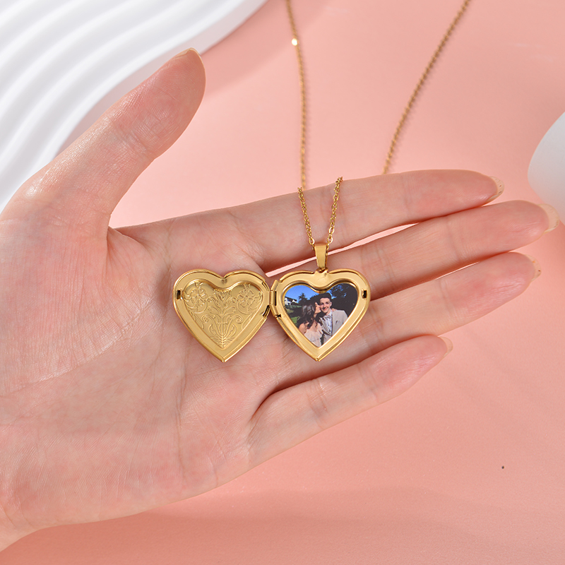 Personalized Locket Necklace C - Heart Locket Necklace Photo review and price
