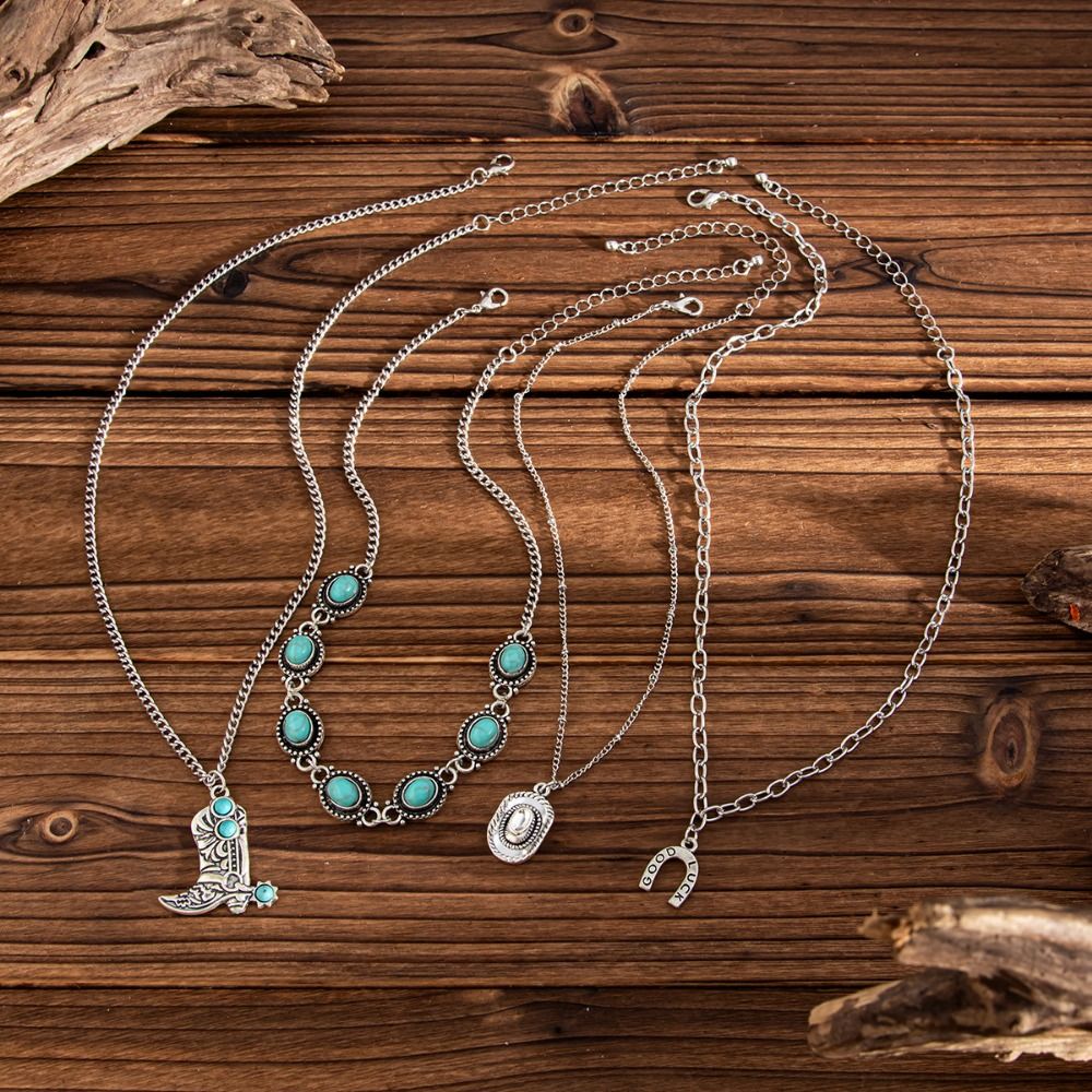 Cowboy Boot Pendant Turquoise  - Layered Pendant Necklace Aesthetic review and price
