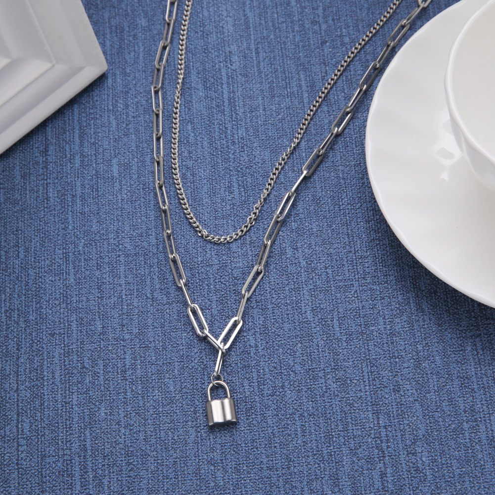 Unift Aesthetic Padlock Pendan - Layered Pendant Necklace Aesthetic review and price