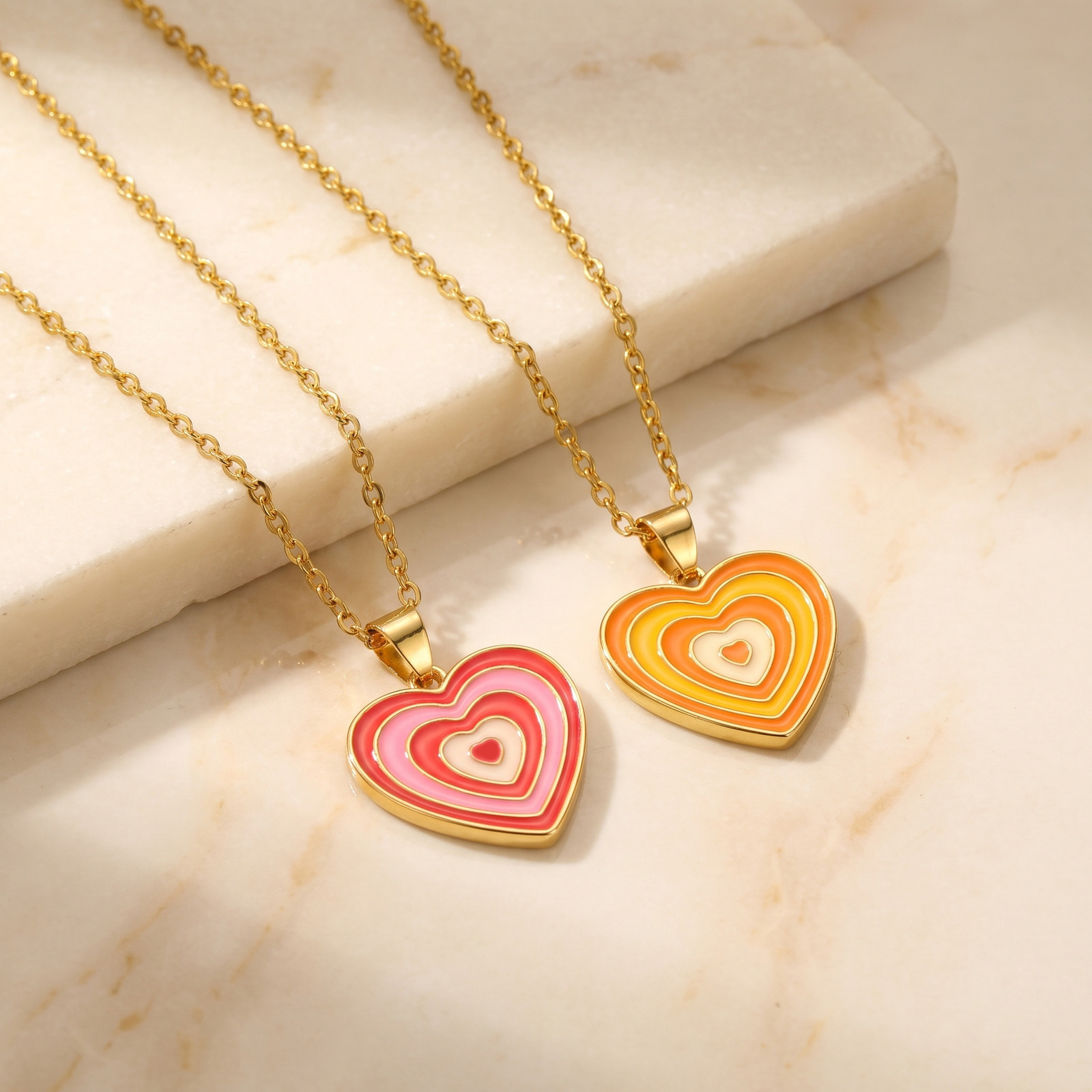 Y2K Style Layered Enamel Heart - Layered Pendant Necklace Aesthetic review and price
