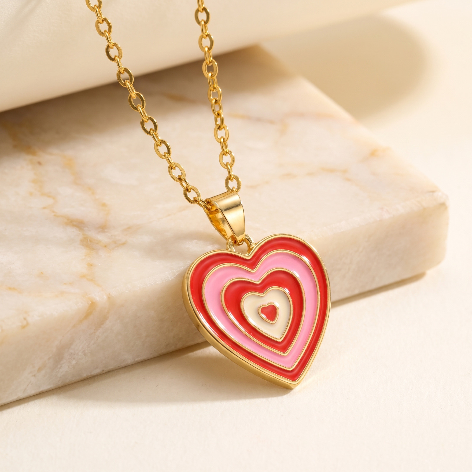 Y2K Style Layered Enamel Heart - Layered Pendant Necklace Aesthetic review and price