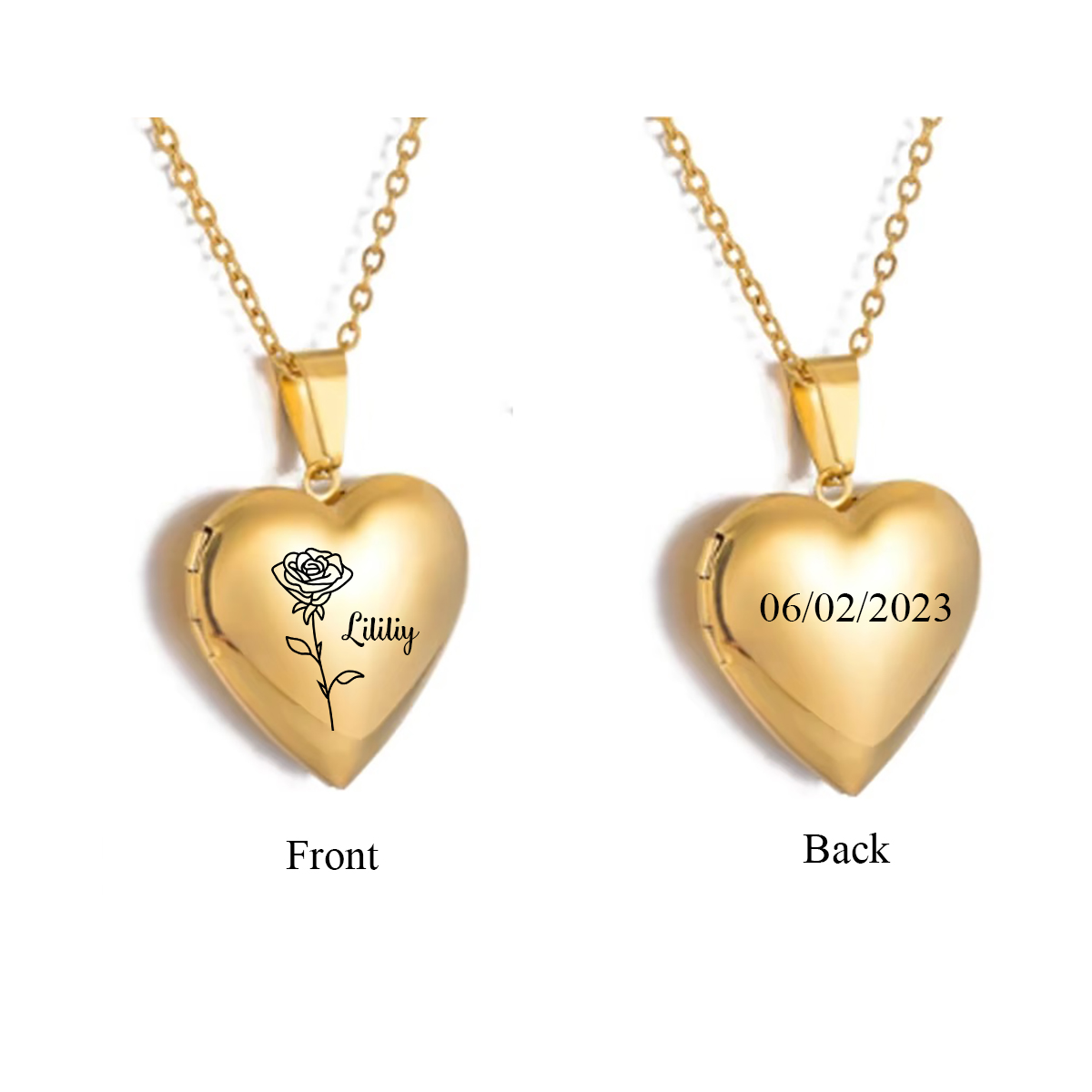 Custom Personalized Heart Birt - Heart Locket Necklace Photo review and price