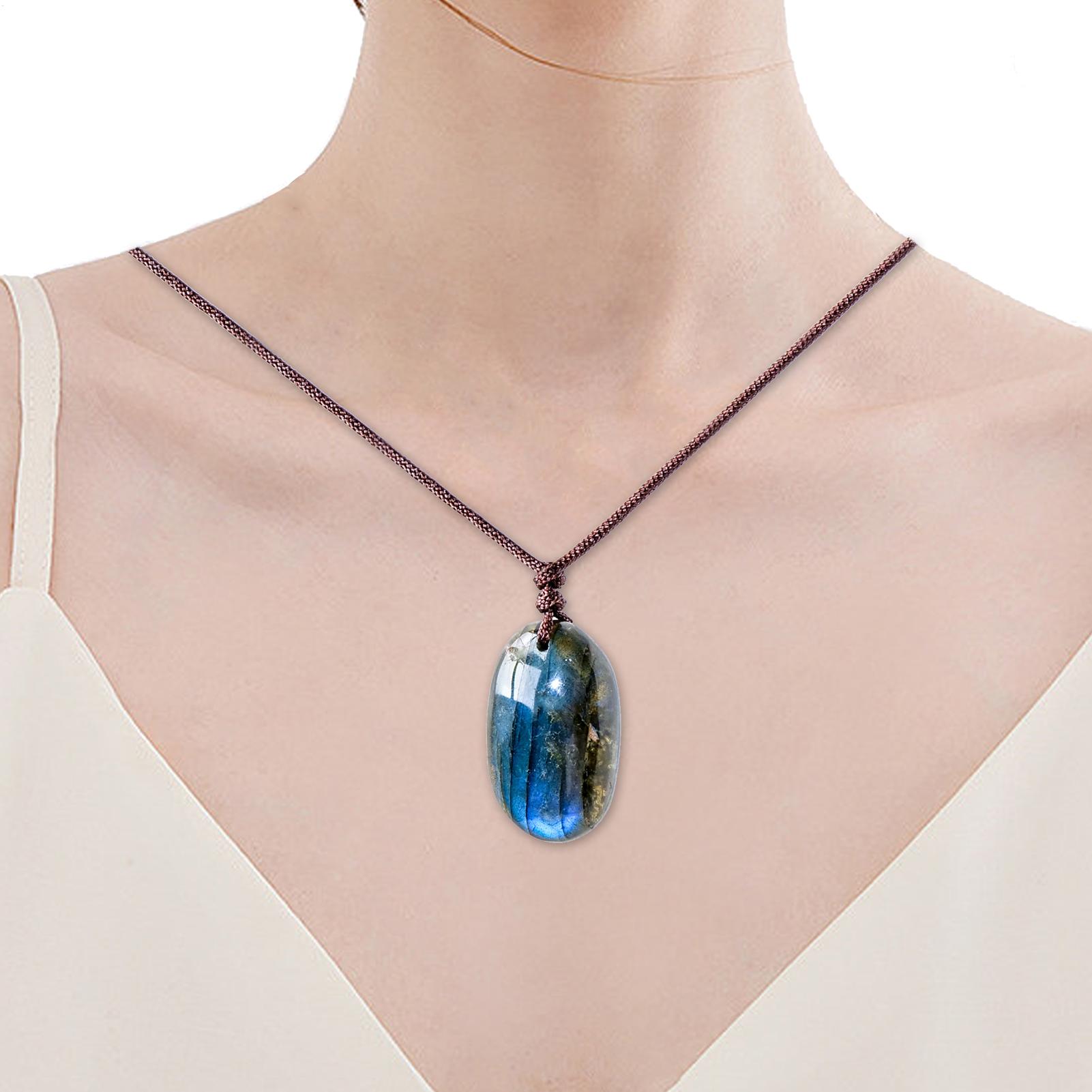 Natural Labradorite Pendant Ne - Crystal Pendant Necklace Natural Stone review and price