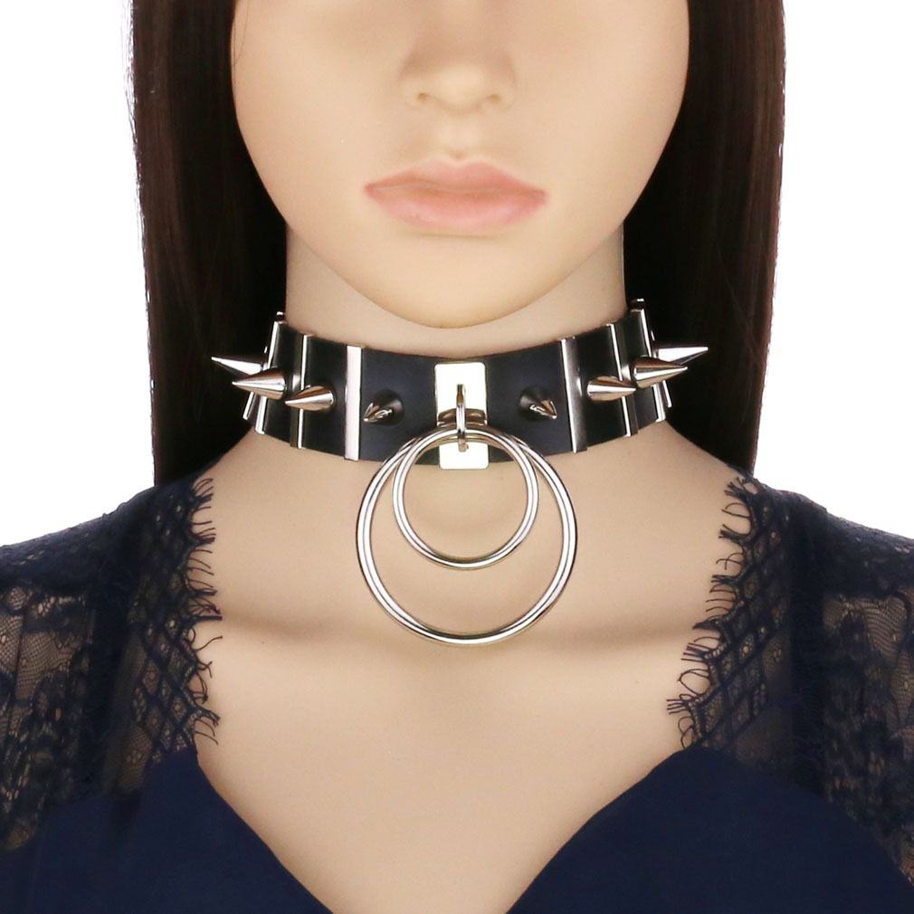 Big Spikes Choker Leather Coll - Goth Punk Spike Choker review and price