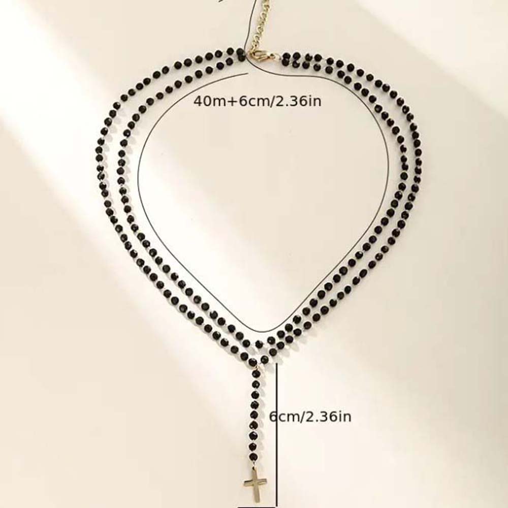 Gothic Double Layer Black Crys - Layered Pendant Necklace Aesthetic review and price