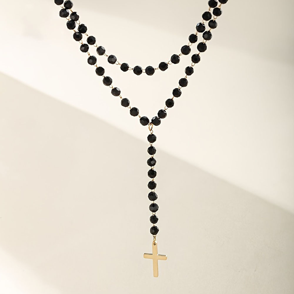 Gothic Double Layer Black Crys - Layered Pendant Necklace Aesthetic review and price
