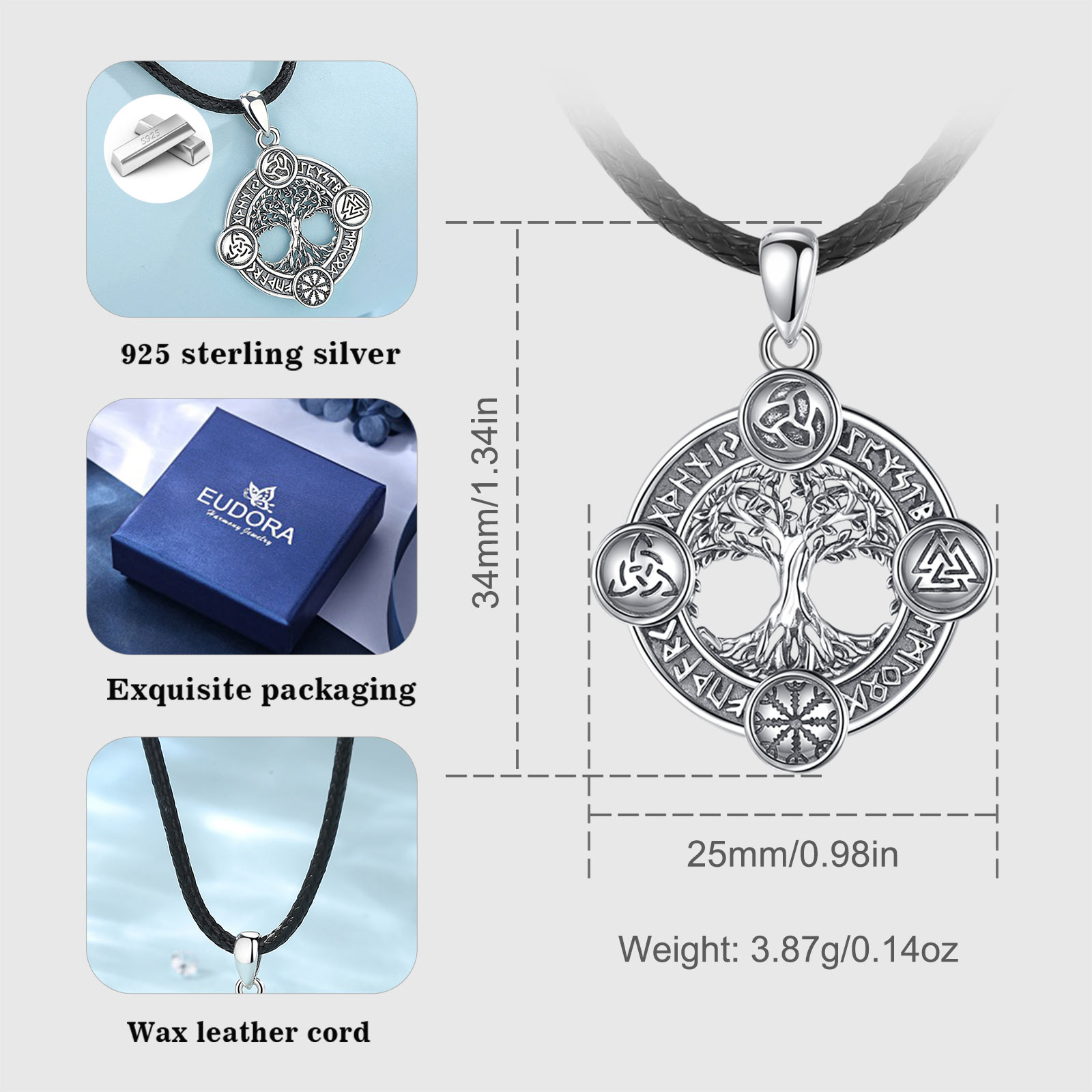 Eudora 925 Sterling Silver Tre - 925 Sterling Silver Chain Necklace Men review and price