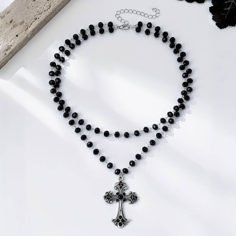 Y2K Grunge Gothic Layered Cros - Layered Pendant Necklace Aesthetic review and price