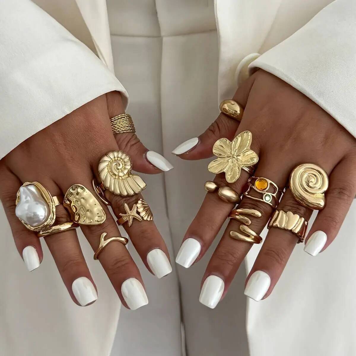 IngeSight.Z 14 Pcs/Set Hip Hop - Vintage Punk Knuckle Rings Set review and price
