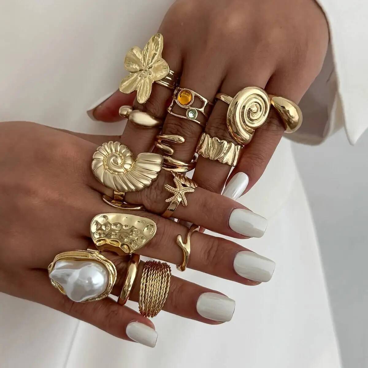 IngeSight.Z 14 Pcs/Set Hip Hop - Vintage Punk Knuckle Rings Set review and price