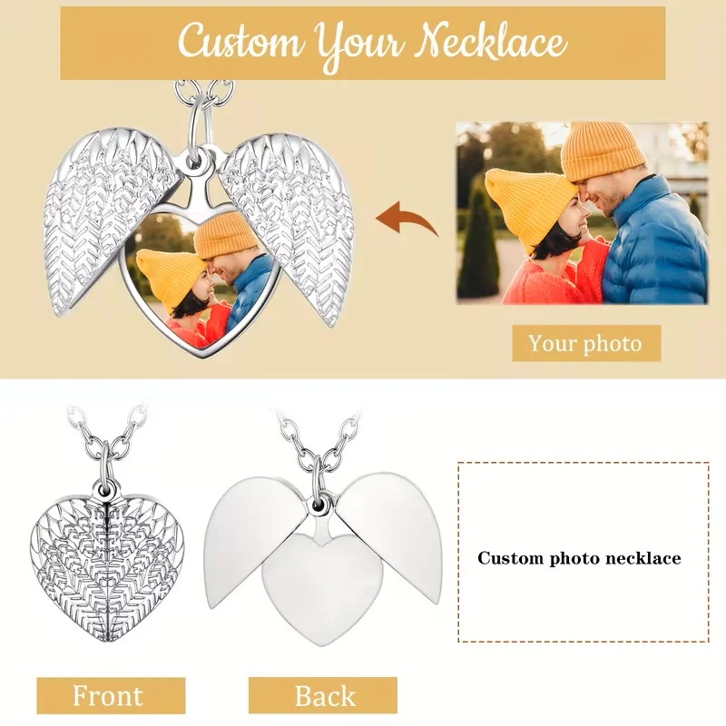 Custom Photo Heart Locket Neck - Heart Locket Necklace Photo review and price