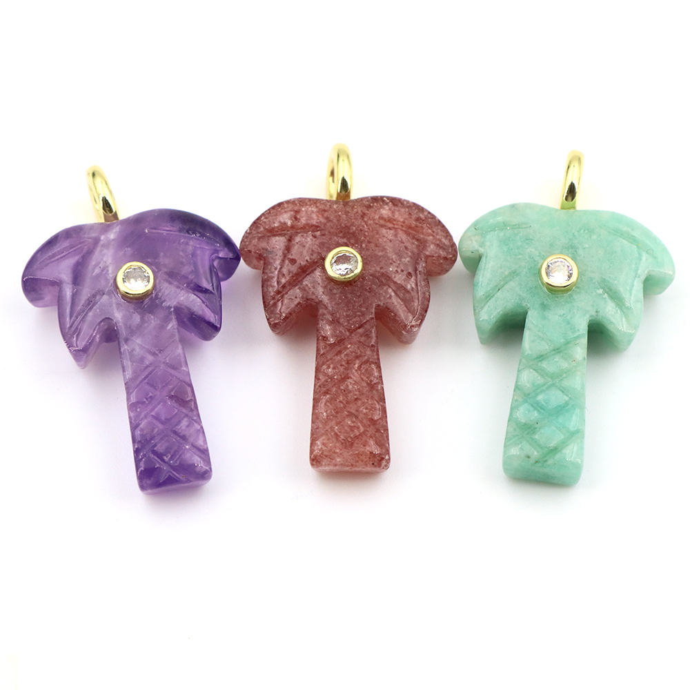 30mm Natural Stone Coconut Tre - Crystal Pendant Necklace Natural Stone review and price
