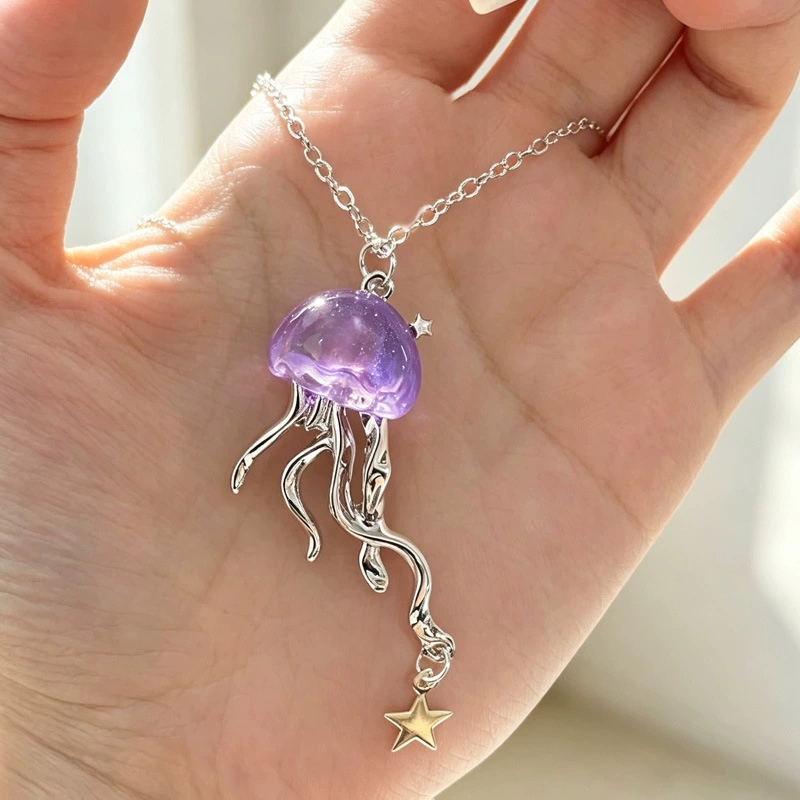 Cute Purple Jellyfish Ocean St - Layered Pendant Necklace Aesthetic review and price
