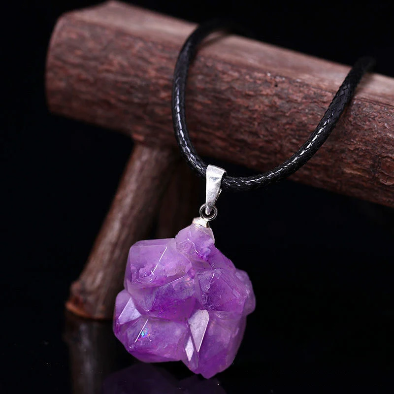Natural Amethysts Flower Neckl - Crystal Pendant Necklace Natural Stone review and price