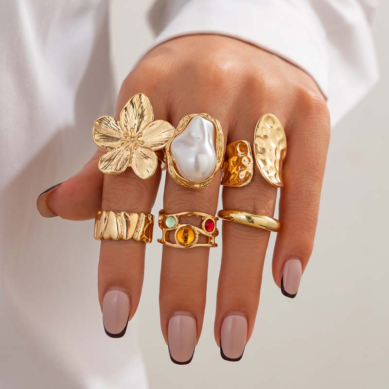 6pcs/Set Vintage Metal Flower  - Vintage Punk Knuckle Rings Set review and price